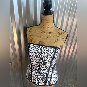 White House Black Market Leopard Corset Top